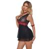 Vestido Bondage de Encaje Negro Subblime S/M, de lado con la mano en la cintura
