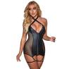 Body efecto cuero y rejilla Subblime con cremallera, de frente