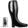 Bota gigante de fisting All Black negra de 31 cm junto a su lata