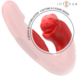 Intense - nathy vibrador doble con boca estimuladora multifunción rojo