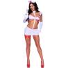 Disfraz de enfermera blanco Leg Avenue con medias de rejilla