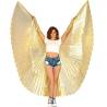 Alas de Isis doradas de 360 grados Leg Avenue, con las alas desplegadas, modelo de frente
