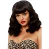 Leg Avenue peluca retro rizada negra con flequillo, modelo con la peluca rizada negra con flequillo