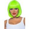 Leg Avenue peluca bob verde neón con flequillo, modelo con la peluca bob verde neón con flequillo