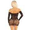 Leg Avenue Minivestido Negro de Rejilla, visto por detrás