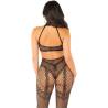 Bodystocking sin entrepierna Leg Avenue negro, de espaldas con la espalda abierta