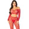 Leg avenue - crop top + medias rojo talla única - 2