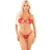 Leg avenue - sujetador de copa abierta + tanga diseño de corazón rojo talla única - 1