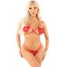Leg avenue - sujetador de copa abierta + tanga diseño de corazón rojo talla única - 2