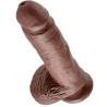King Cock 8 pulgadas con testículos marrón en diagonal