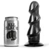 Dildo All Black negro de 17 cm junto a una lata, para comparar su tamaño