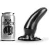 Plug anal curvo All Black de 13 cm junto a una lata