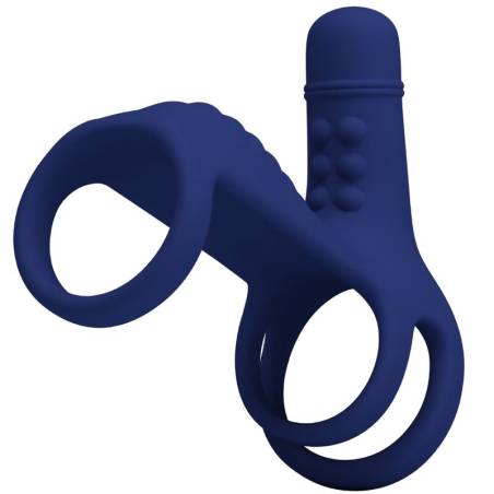 Pretty love - elish anillo vibrador con extensión azul - 1