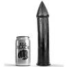 Dildo All Black Torpedo de 24 cm junto a su lata