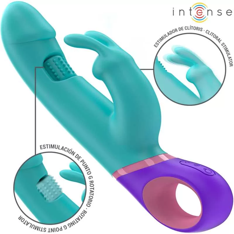 Intense - mónica vibrador rabbit con estimulador rotatorio del punto g azul Intense - mónica vibrador rabbit con estimulador rotatorio del punto g azul