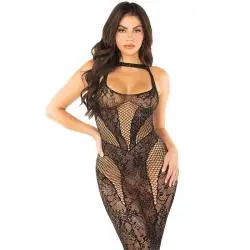 Leg avenue - vestido largo ajustado sin costuras negro talla única