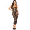 Vestido largo ajustado Leg Avenue Sweet Surrender negro, de frente y cuerpo entero