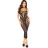 Vestido largo ajustado Leg Avenue Sweet Surrender negro, de frente con el escote de rejilla
