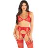 Conjunto Leg Avenue Love Song rojo, de frente