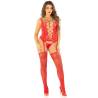 Leg avenue - camisola + medias + tanga de rejilla rojo talla única - 1