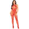 Bodystocking de rejilla rojo Leg Avenue Pretty Persuasion, de frente y cuerpo entero