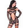 Livco corsetti fashion - sakura cf 90357 mono + guantes largos + ligueros negro s/m - 2