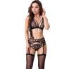 Conjunto con liguero Livco Corsetti Celeste L/XL, plano medio de frente