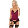 Corsé burdeos con tanga Livco Corsetti Agrafena S/M, plano medio de frente