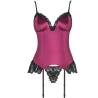 Corsé burdeos Livco Corsetti Agrafena L/XL con liguero y tanga, sin modelo, de frente