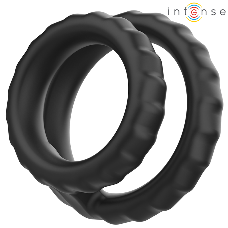 Intense - dewey anillo doble para pene silicona negro modelo 2 Intense - dewey anillo doble para pene silicona negro modelo 2