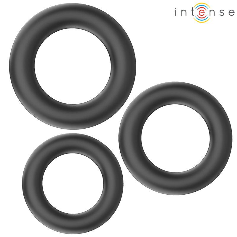 Intense - hugh 3 anillos básicos para pene silicona negro Intense - hugh 3 anillos básicos para pene silicona negro