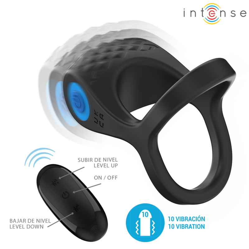Intense - alex anillo doble vibrador pene 10 vibraciones negro Intense - alex anillo doble vibrador pene 10 vibraciones negro