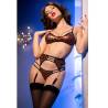 Chilirose - cr 4837 wildcat set sujetador + medias + tanga leopardo l - 6