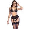 Chilirose - cr 4728 set sujetador + tanga + medias negro xl - 1