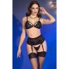 Chilirose - cr 4728 set sujetador + tanga + medias negro xl - 4