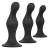 CalExotics Silicone Anal Ripple Kit, los tres plugs negros con ventosa
