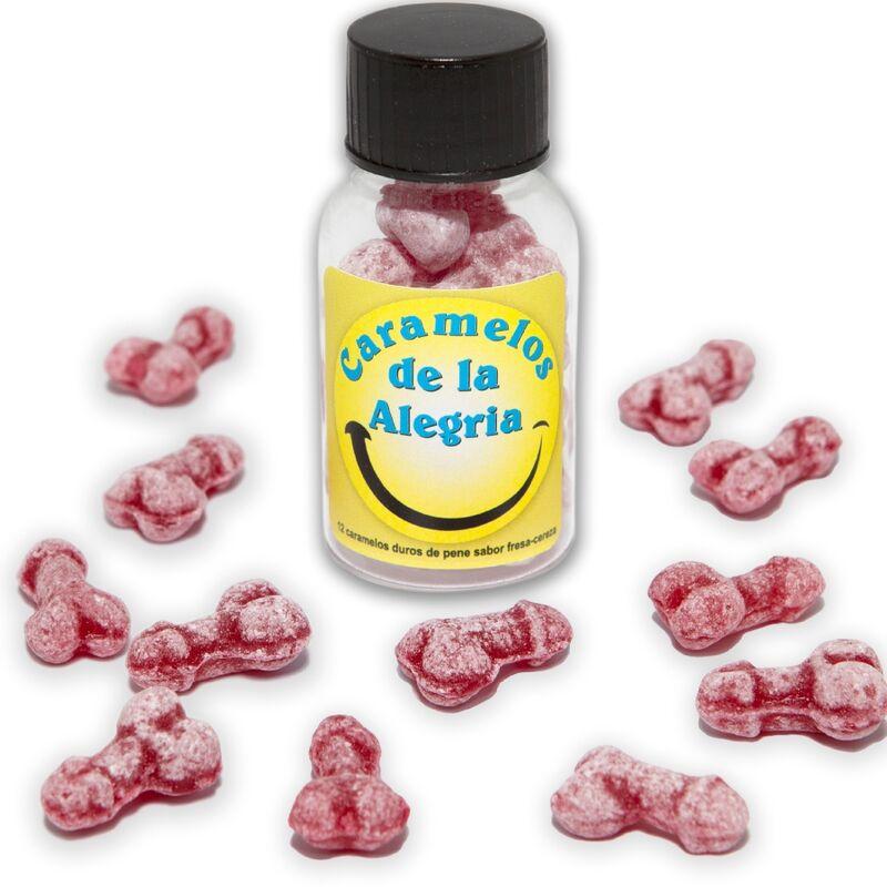 Diablo picante - 12 caramelos de la alegría forma pene fresa/cereza Diablo picante - 12 caramelos de la alegría forma pene fresa/cereza