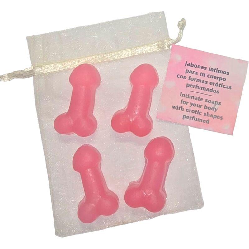 Diablo picante - 4 mini jabones perfumados forma pene rosa Diablo picante - 4 mini jabones perfumados forma pene rosa