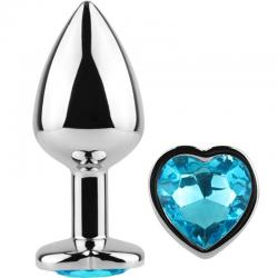 Secret play - metal butt plug corazón azul talla s 7 cm