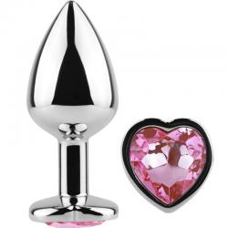 Secret play - metal butt plug corazón fucsia talla s 7 cm