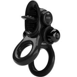 Pretty love - passionate ring doble anillo vibrador + estimulador clítoris negro