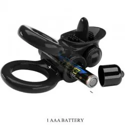 Pretty love - passionate ring doble anillo vibrador + estimulador clítoris negro