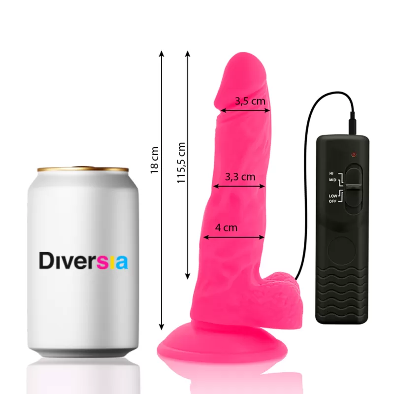 Diversia - dildo flexible con vibración rosa 18 cm -o- 4 cm