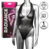 Body CalExotics Radiance con escote en V y pedrería, sobre maniquí junto a la caja