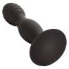 CalExotics Silicone Ribbed Anal Stud negro con base de ventosa en perspectiva