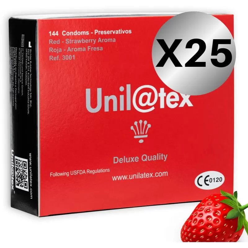 Unilatex - preservativos rojos/fresa 144 uds x 25 uds Unilatex - preservativos rojos/fresa 144 uds x 25 uds