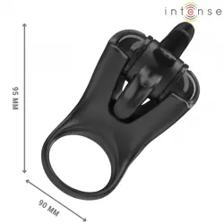 Intense - mabel anillo vibrador 10 vibraciones con estimulador de clítoris negro