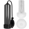 Bomba Pump Addicted RX3 con masturbador, cilindro negro con pera y funda