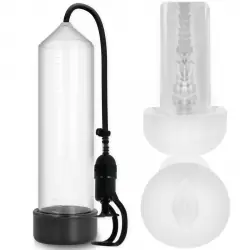 Pump addicted bomba erección rx5 transparente con masturbador