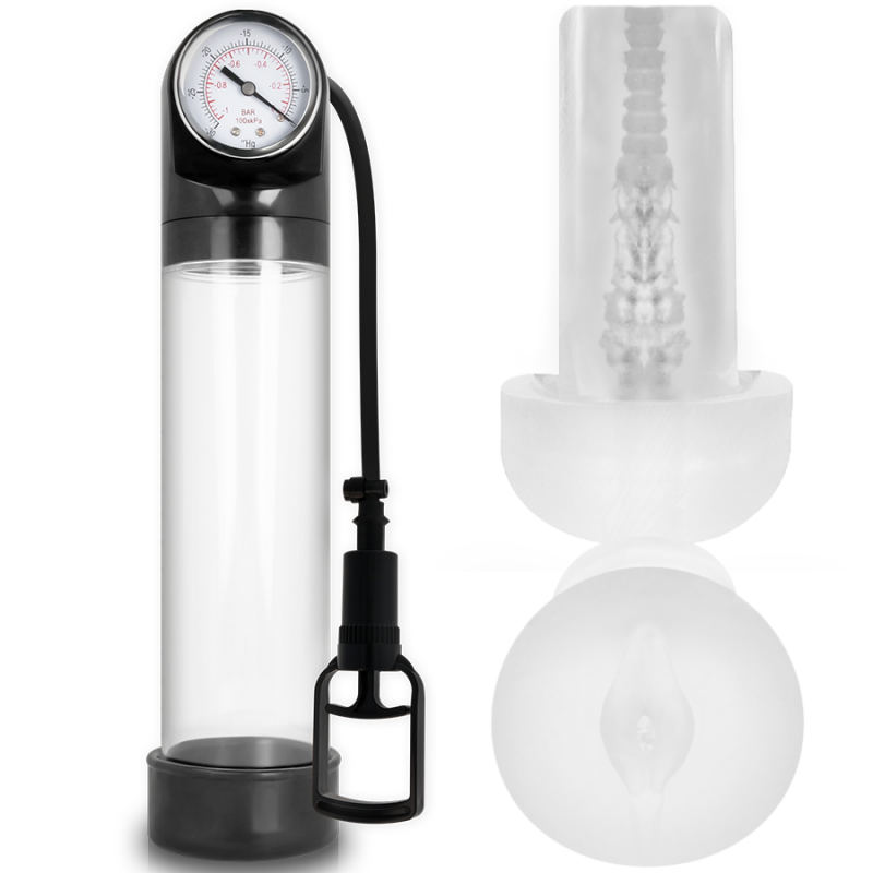 Pump addicted bomba erección rx9 transparente con masturbador Pump addicted bomba erección rx9 transparente con masturbador